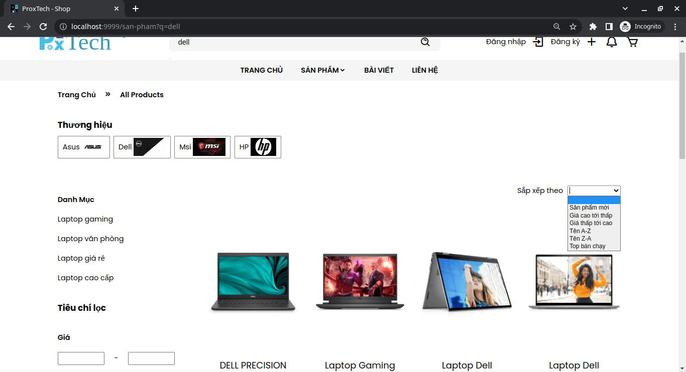 Search & filter products