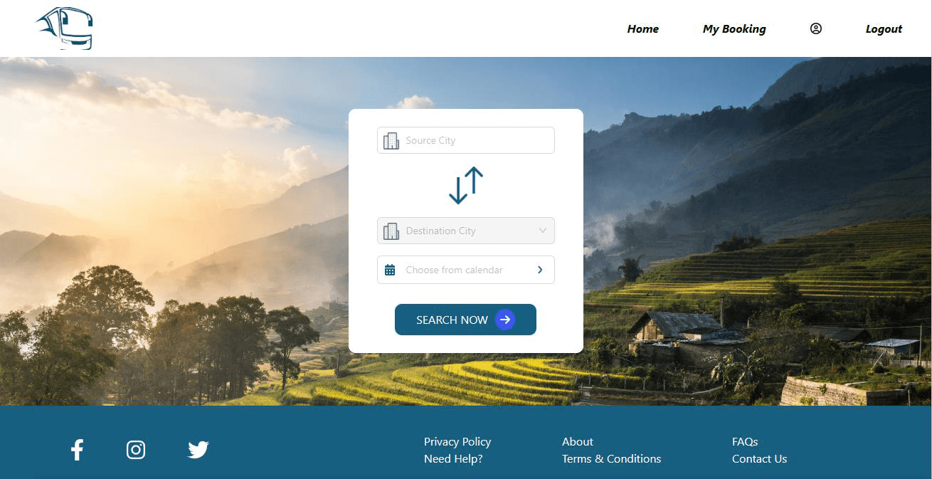 Bus Station Service booking home page