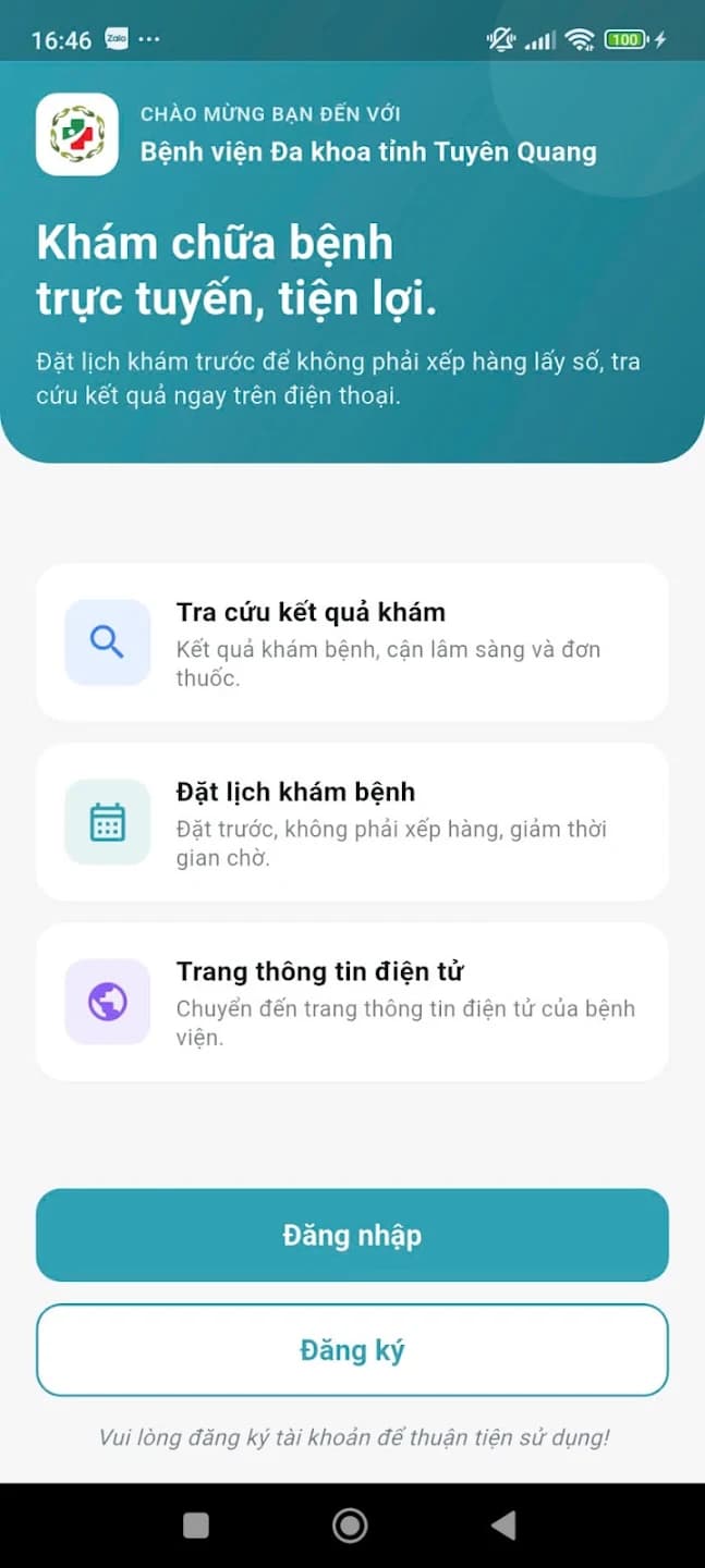 Tuyen Quang General Hospital booking app